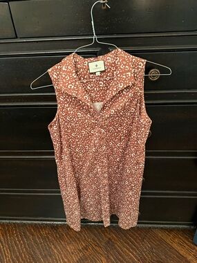 Tuckernuck Rust Leopard-Print Sleeveless Collared Shirt Dress